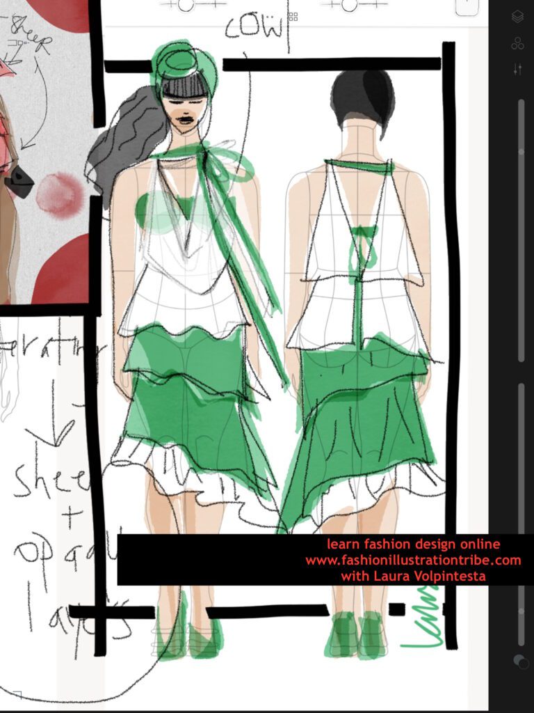 digital fashion sketchbooks by Laura Volpintesta