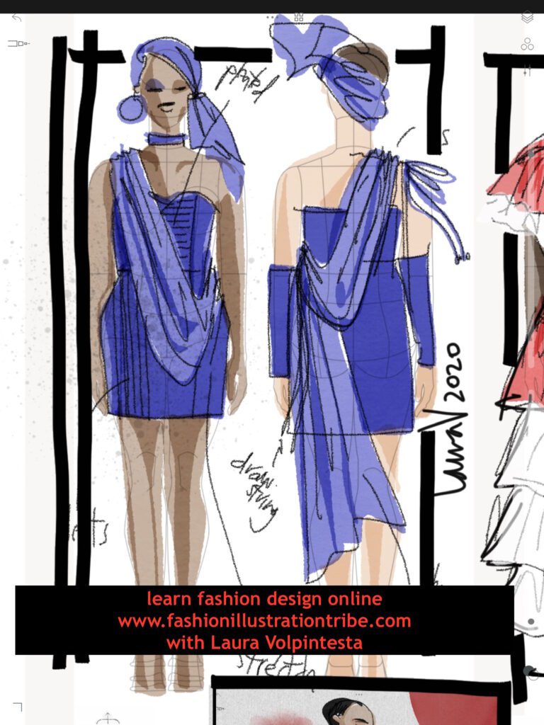 digital fashion sketchbooks by Laura Volpintesta