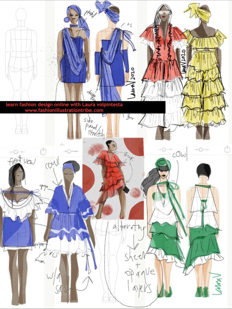 digital fashion sketchbooks by Laura Volpintesta