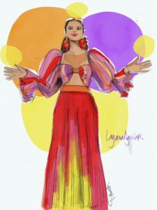Fashion Illustration of Layana Aguilar by Laura Volpintesta using Tayasui Sketches app