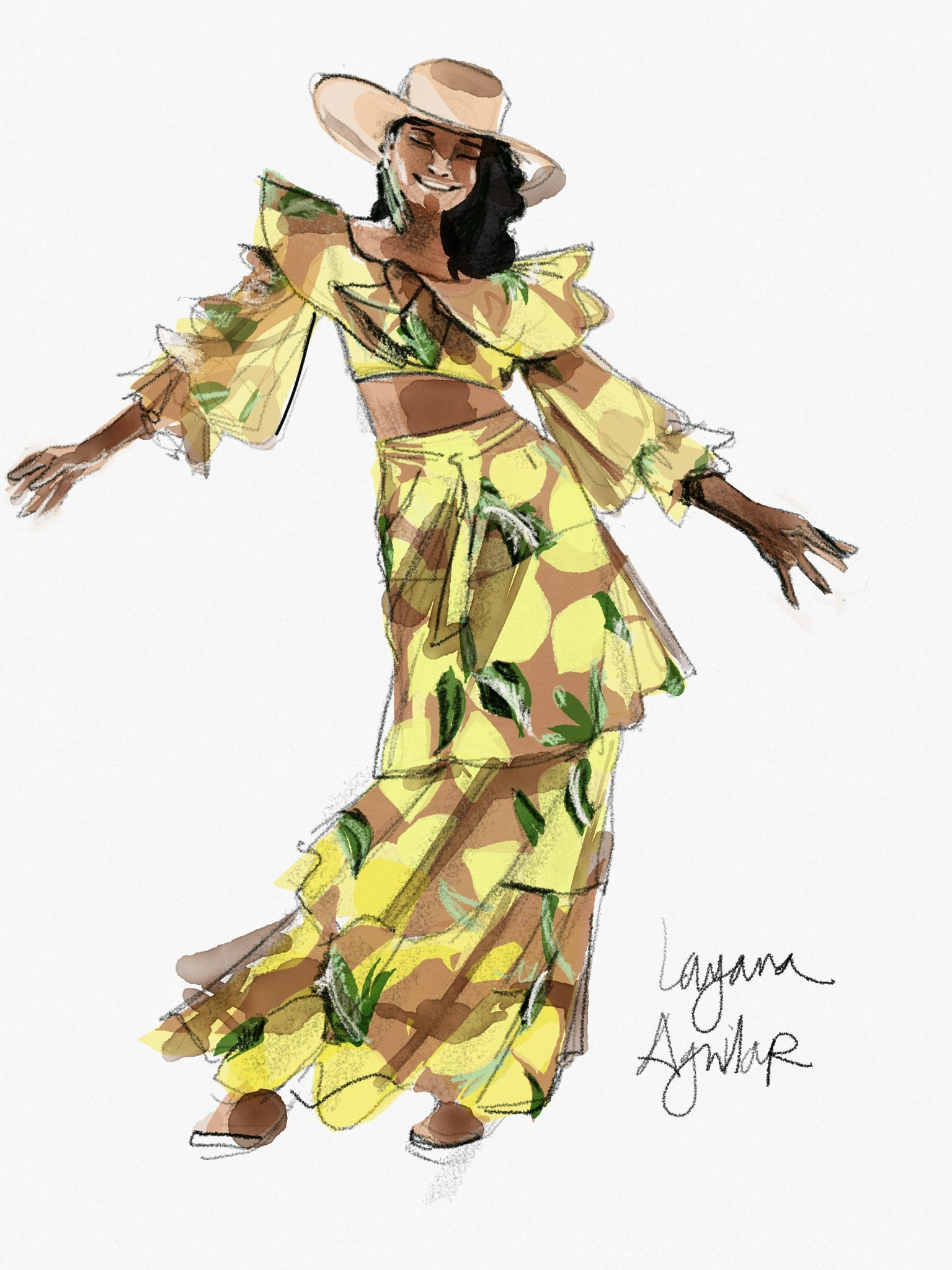 Digital fashion illustration with apps: fashion designer Layana Aguilar by Laura Volpintesta