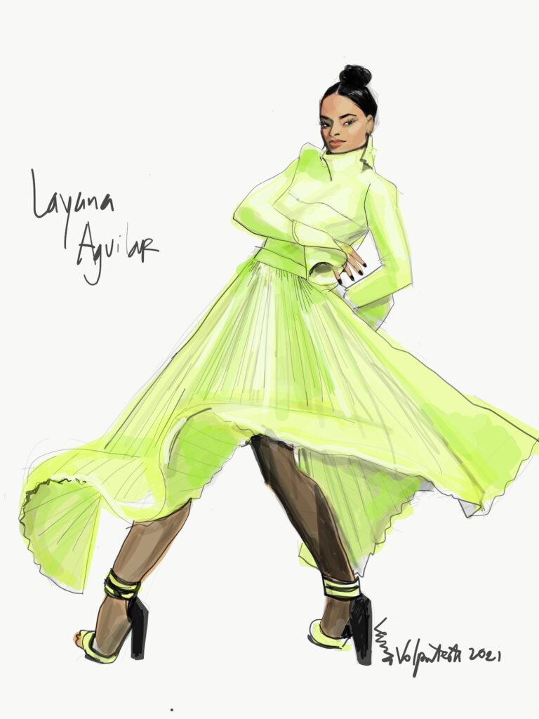Digital fashion illustration with apps: fashion designer Layana Aguilar by Laura Volpintesta