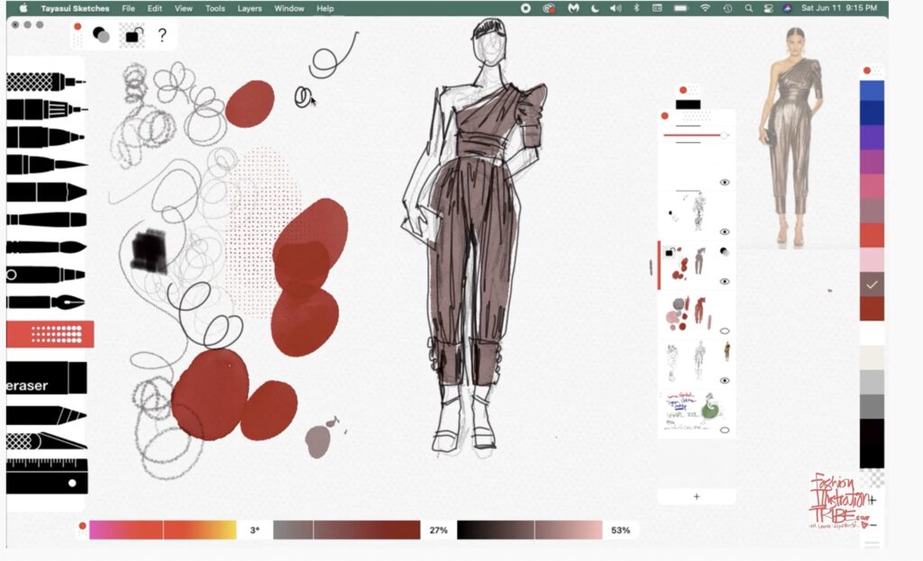 Tayasui Sketches Desktop app fashion illustration by laura volpintesta