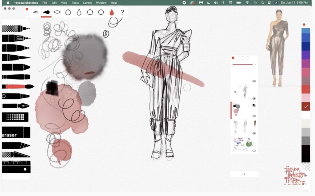 Tayasui Sketches Desktop app fashion illustration by laura volpintesta