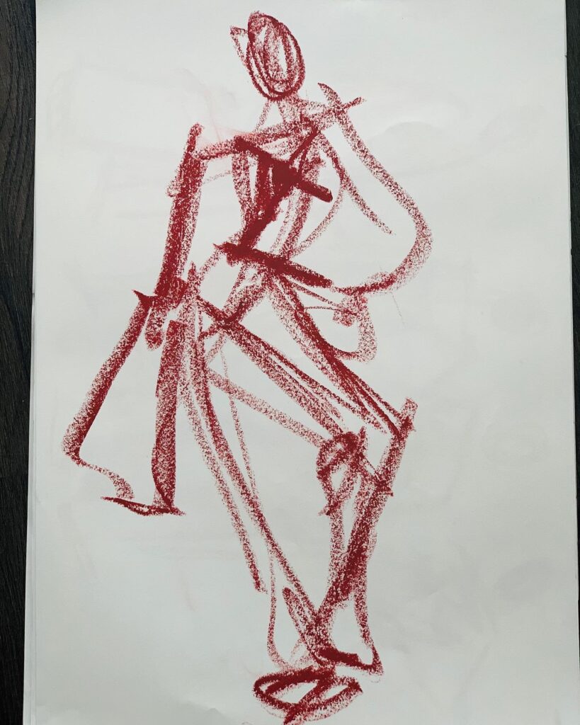 oil pastels,fashion illustration exercises with Laura Volpintesta