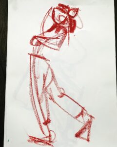 Fashion Gesture drawings by Laura Volpintesta using oil pastel fashion drawing exercises