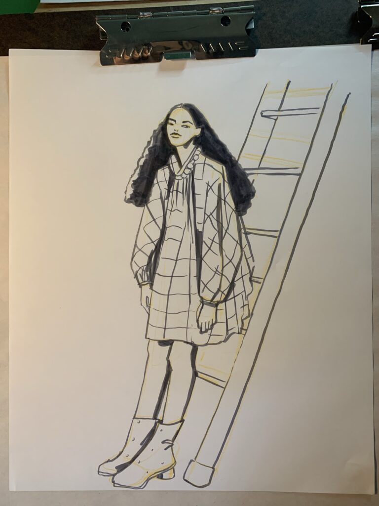 brusht tip marker fashion drawing Laura Volpintesta