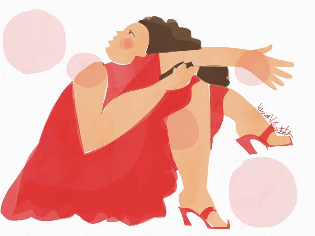 digital fashion illustration, watercolor collage, tayasui sketches app, digital gouache, festive, holiday, abstract Laura Volpintesta