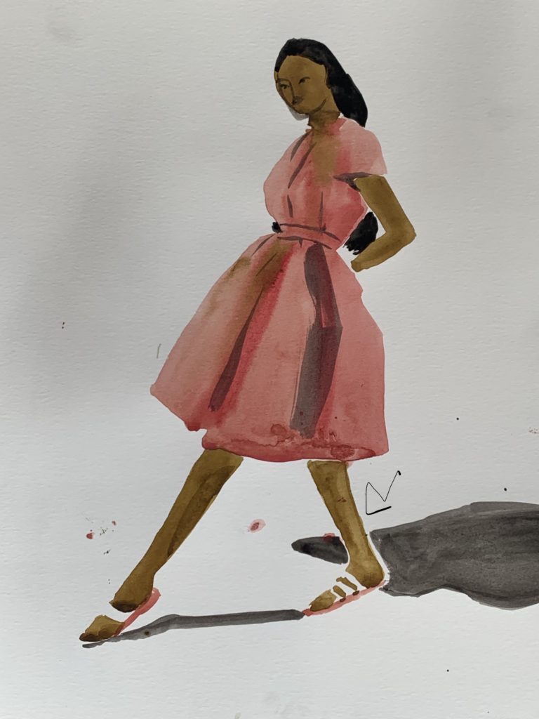 Pure silhouette gouache fashion sketchihng. Fashion Illustration and Art Supplies Laura Volpintesta