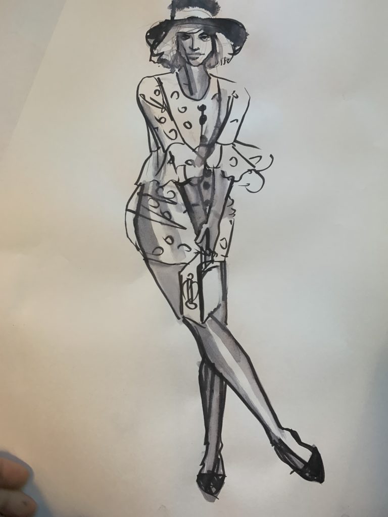 Using the PLumbline/ balancer line in fashion drawing and illustation by Laura Volpintesta