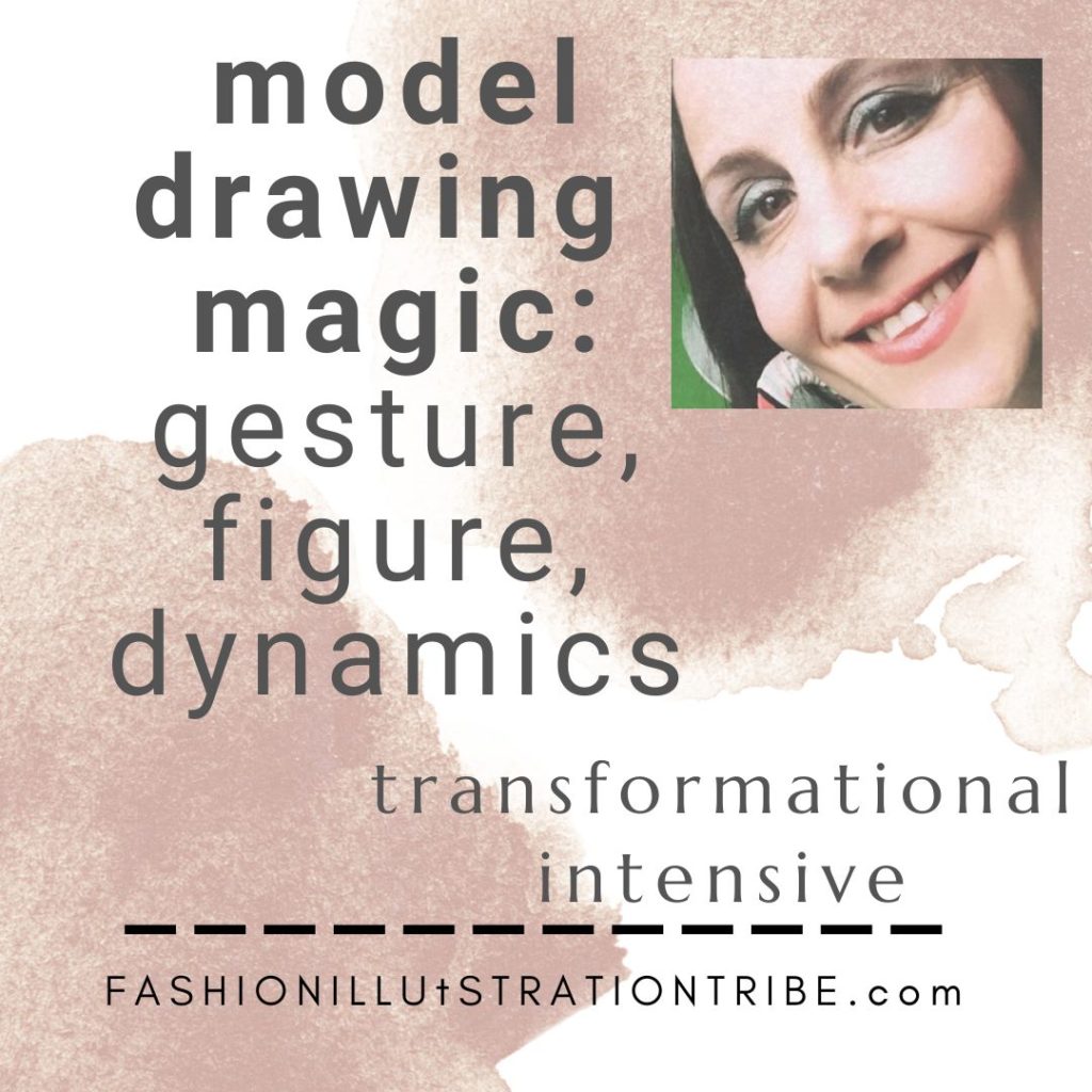 Model Drawing Magic online fashion illustration bootcamp with Laura Volpintesta