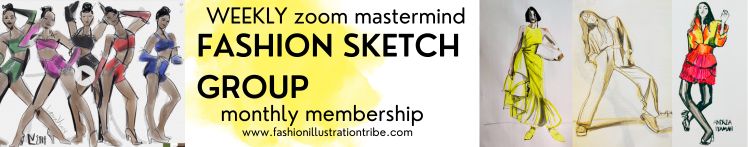 Fashion Sketch group online fashion model drawing zoom sessions with Laura Volpintesta