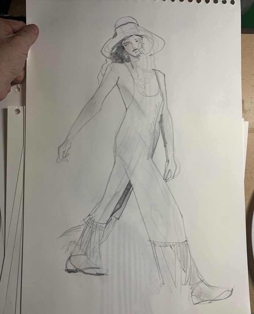 How to draw fringe for fashion design illustration, Laura Volpintesta