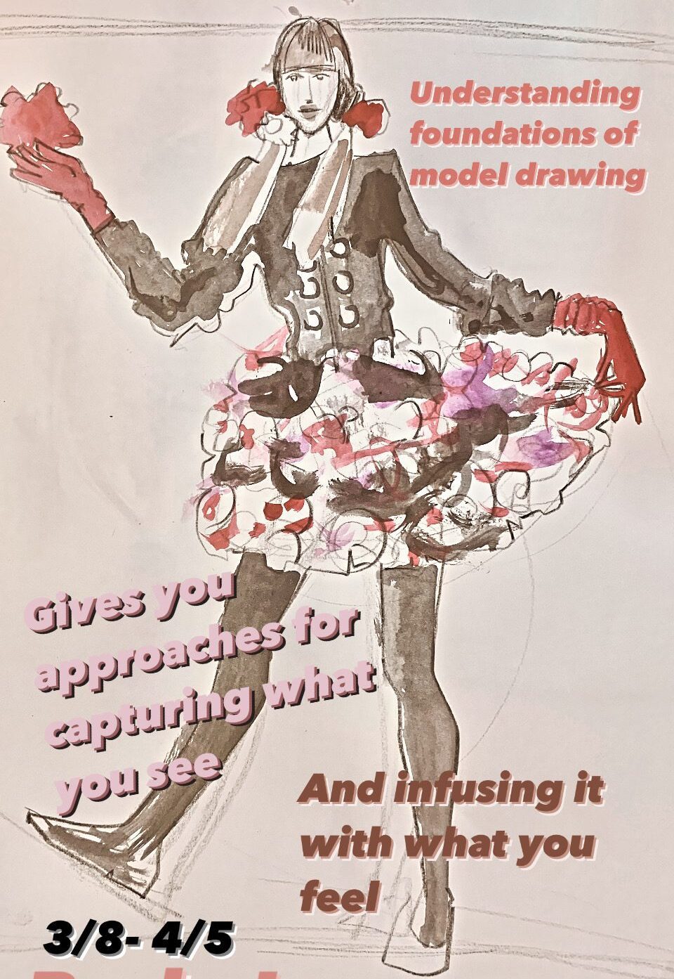 Fabric form and flow fashion sketching online program for fashion