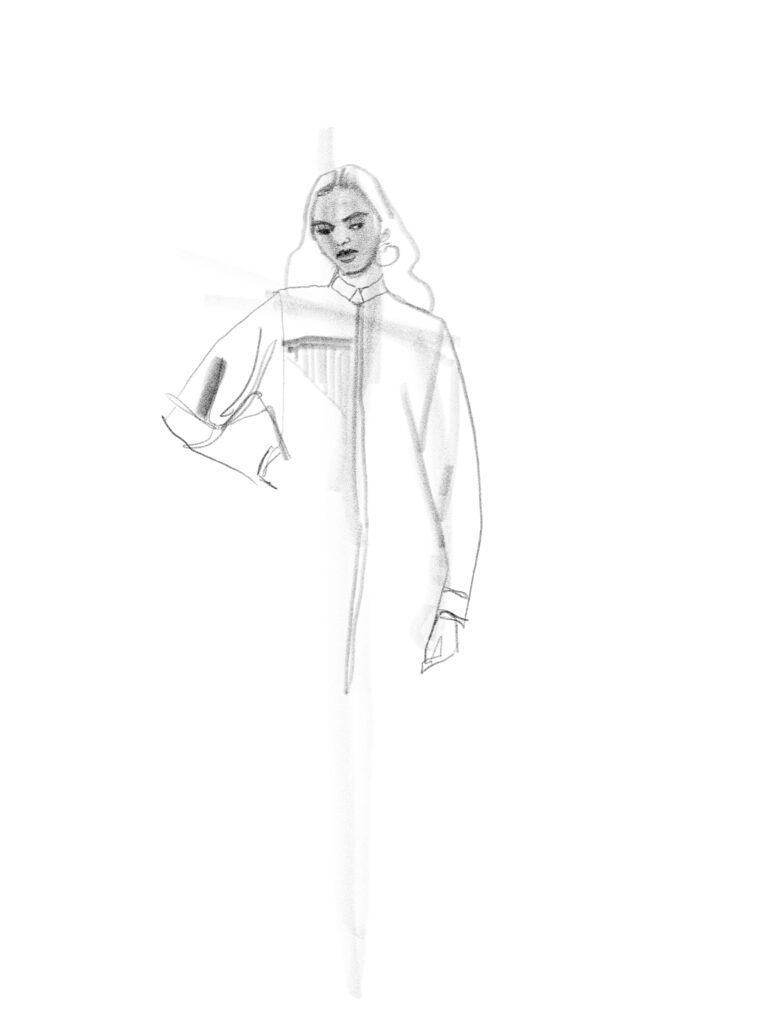 Fashion sketching on the ipad with Adobe Fresco pencil by Laura Volpintesta