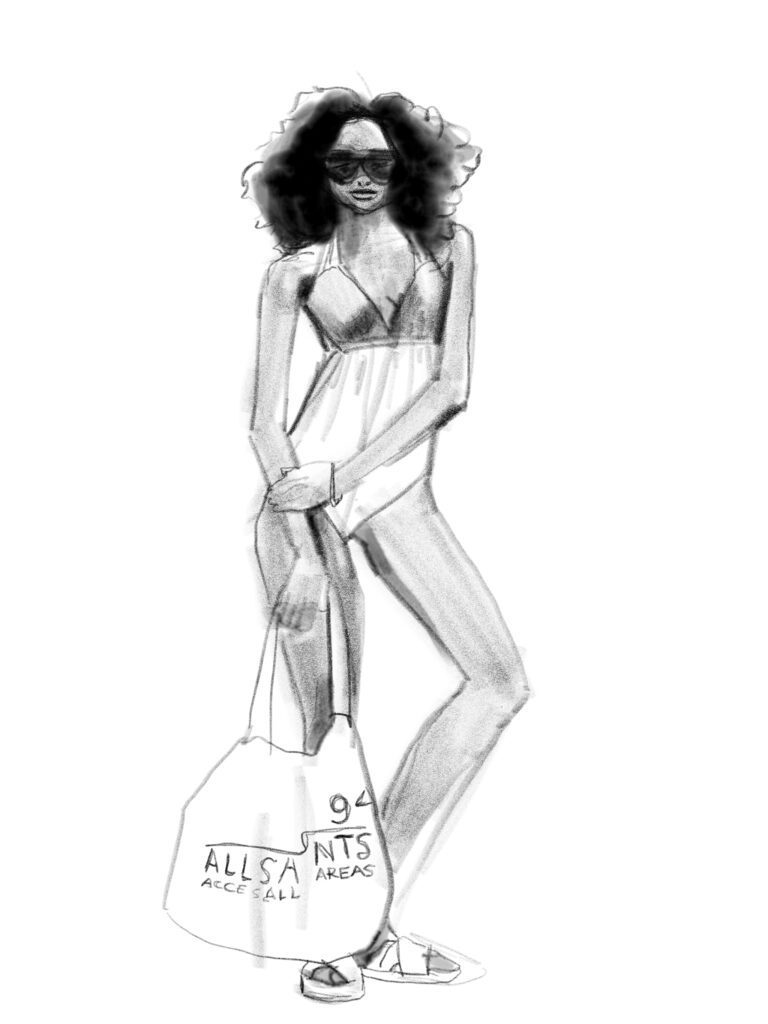 Standing posed figure drawing, fashion drawing and fashion illustration course online with Laura Volpintesta