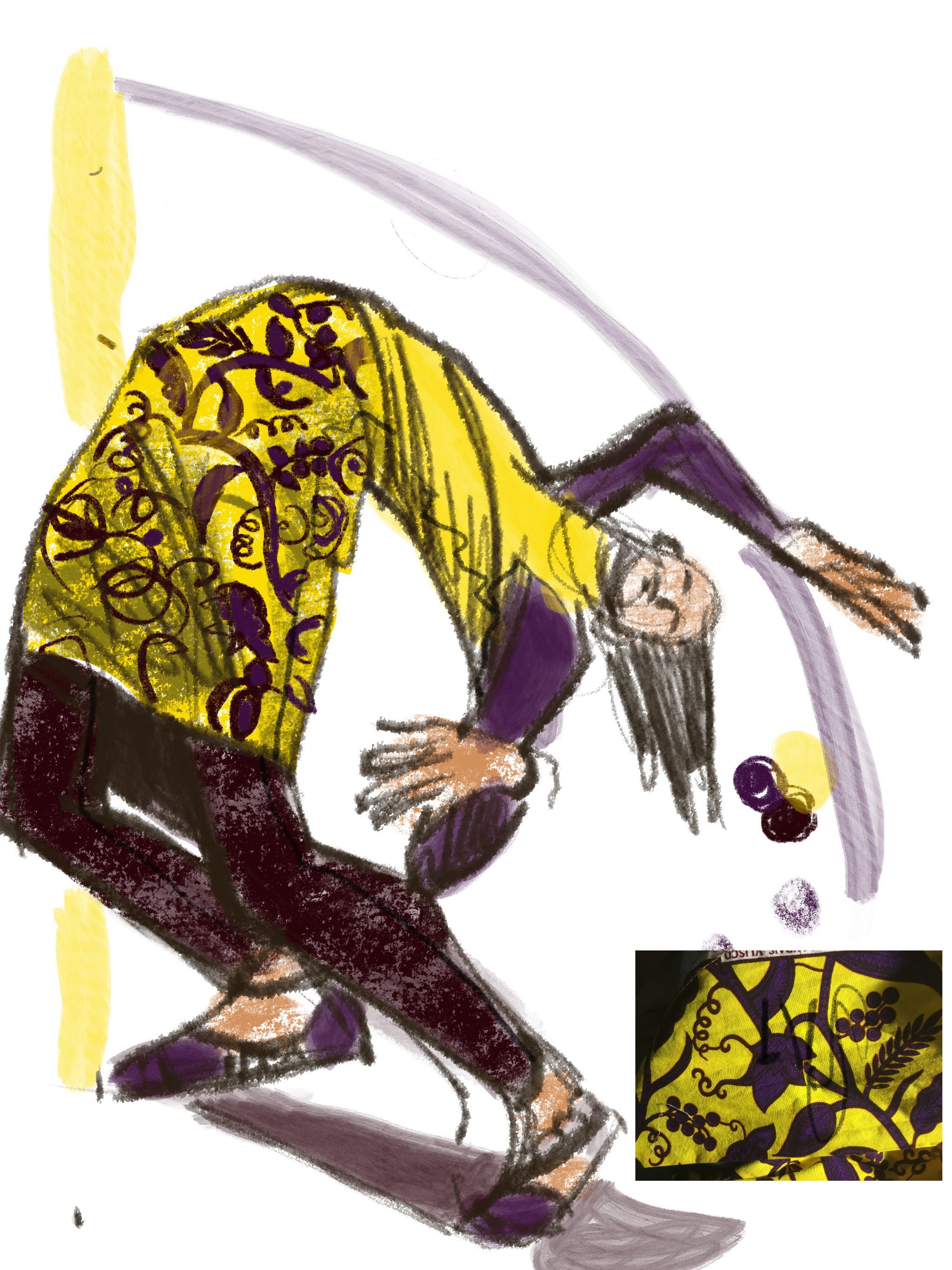 Procreate app fashion illustration using Vlisco print Wax print fabric, By Laura volpintesta