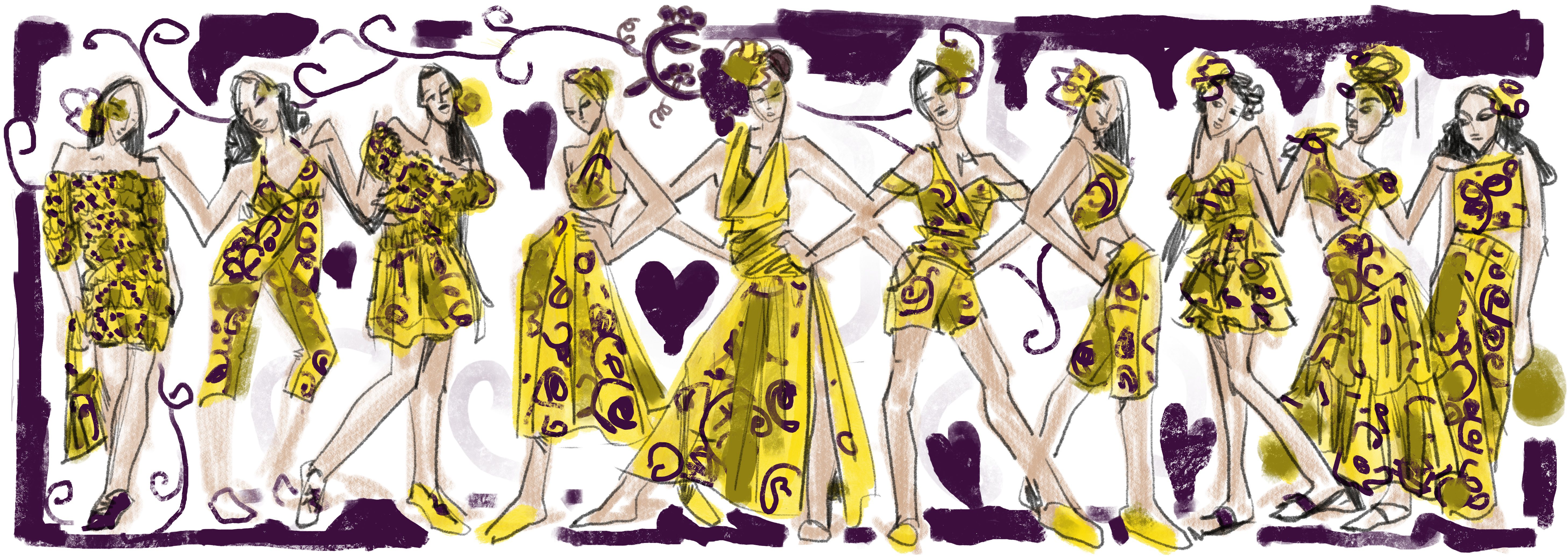 african print procreate fashion croquis sketches by Laura Volpintesta