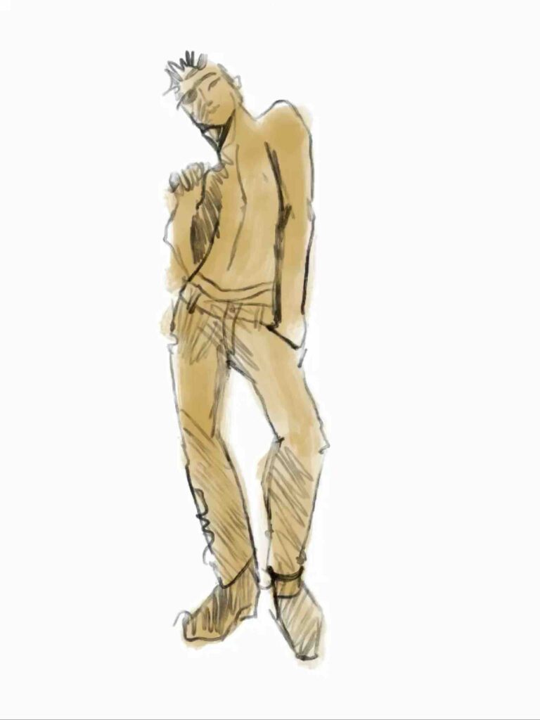 men's model fashion figure drawing for fashion illustration and design by Laura Volpintesta online course
