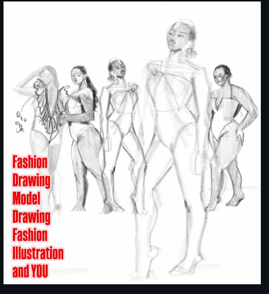 fashion croquis before design sketching, digital drawing on the ipad fashion fashion design by Laura volpintesta