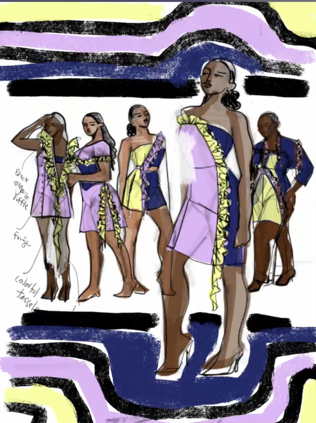 Fashion Design Collection Sketching by Laura Volpintesta on the ipad with art apps