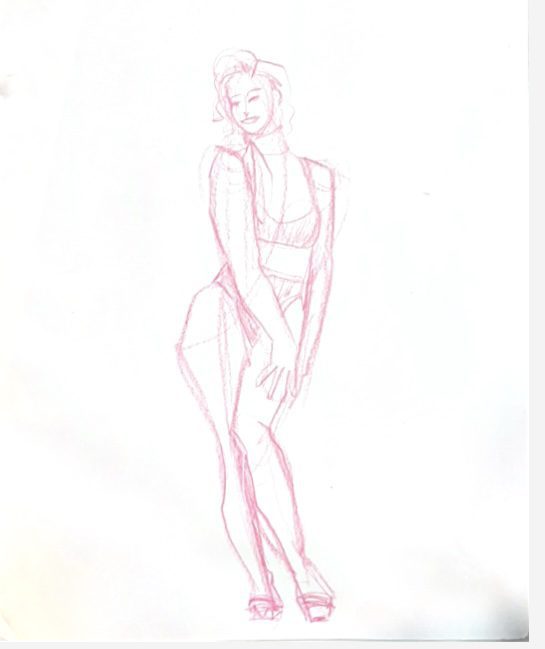 warmup fashion gesture drawing exercises for fashion illustartion using colored pencil by laura Volpintesta