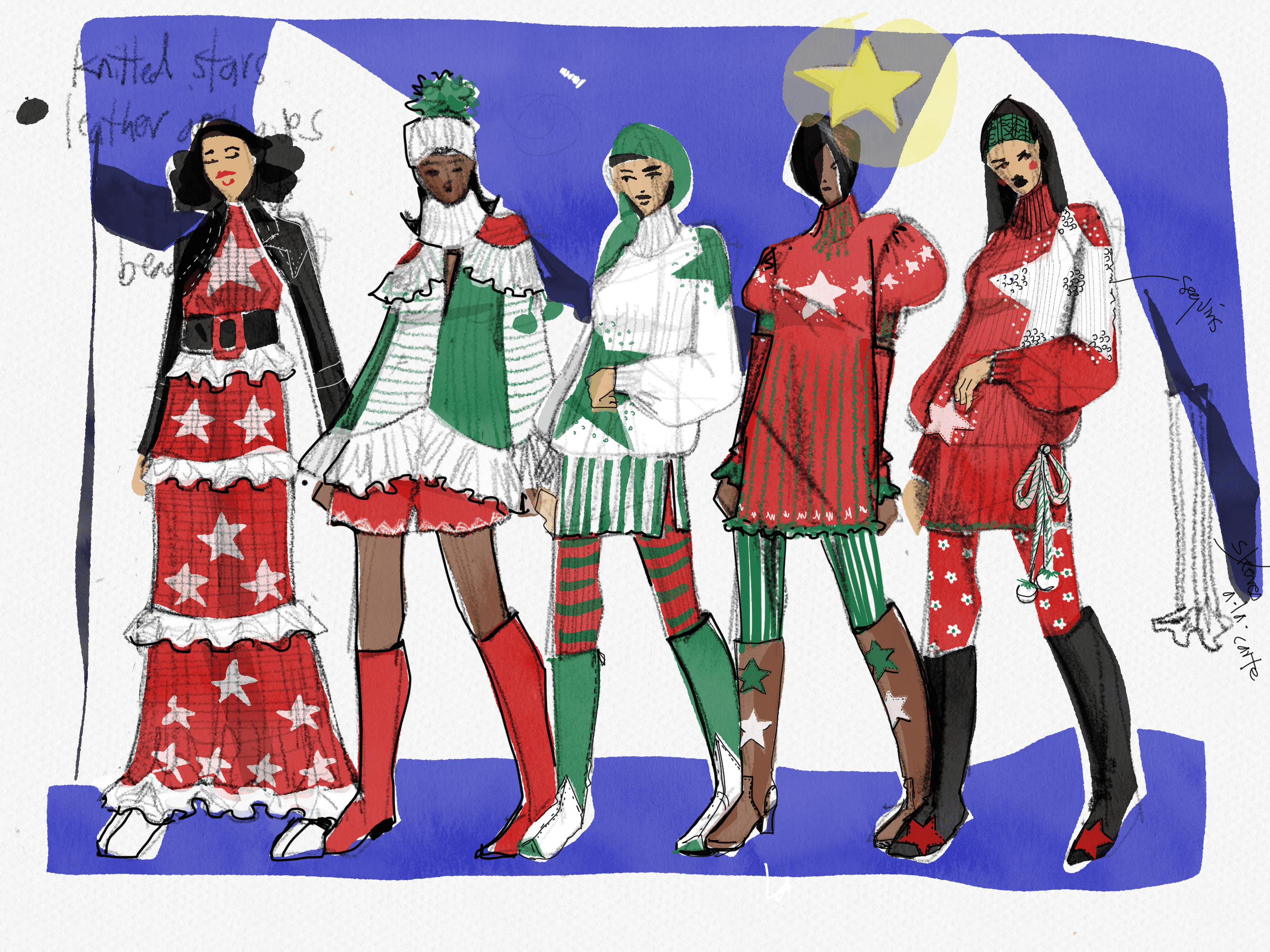 winter sweaters designs on tayasui sketches app by Laura Volpintesta