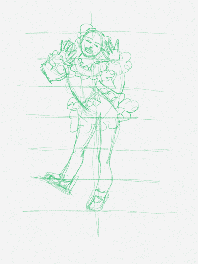 colored pencil childrenswear sketching, laura volpintesta, playful pose, proportion, and gesture drawing