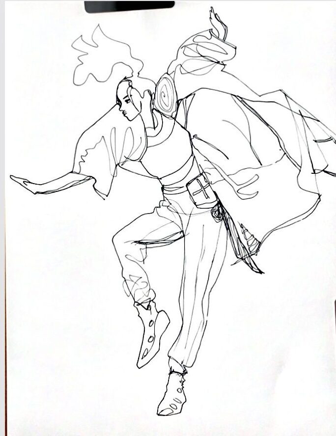 Line quality with black fine line felt tip pen for fashion by Laura Volpintesta