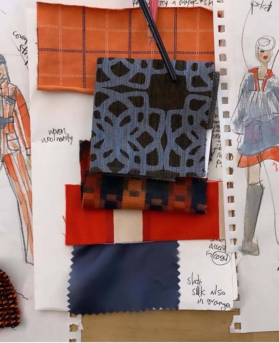 croquis book, quick sketches, art supplies, fabric swatches, fabric story, design ideas, gouache, prints and patterns, collection, color palette, color story, complementary colors