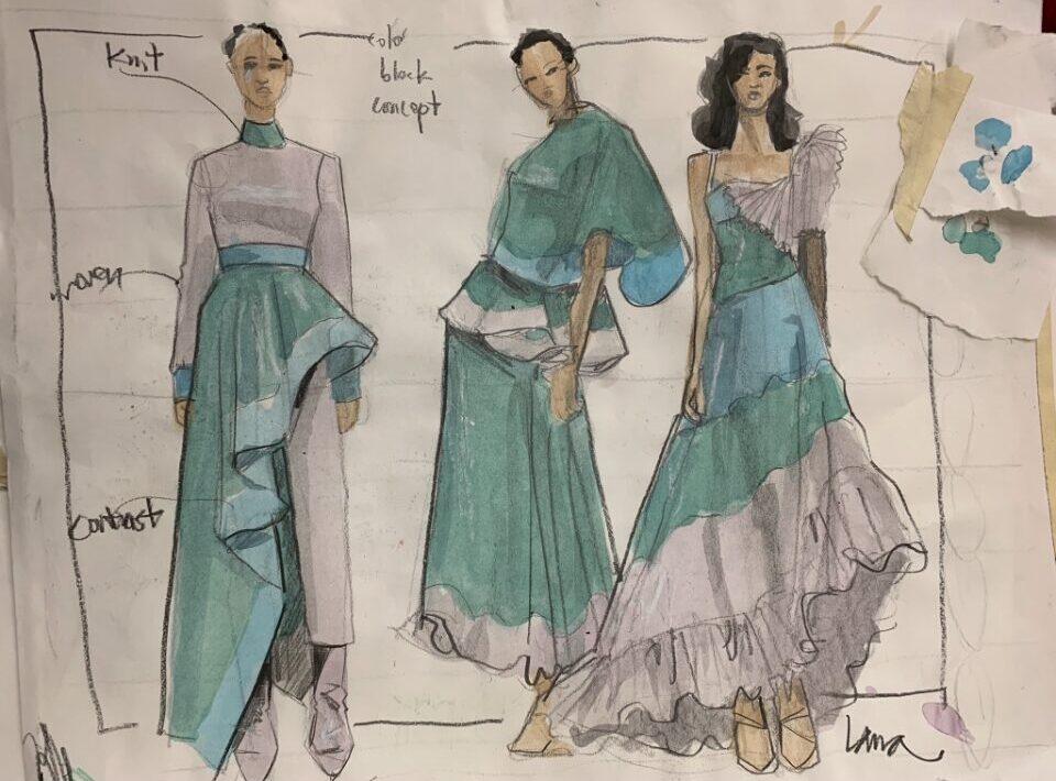 Fashion design sketches, example: asymmetry in the Language of 
Fashion Design