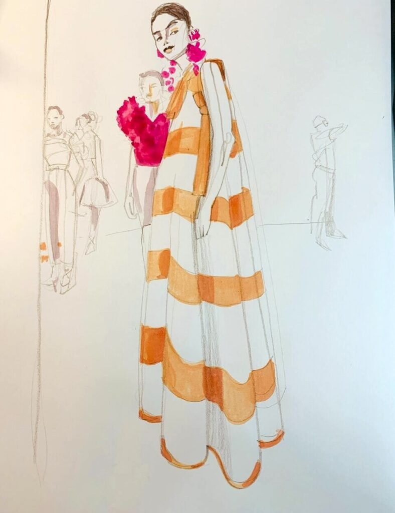Scale, proportion, multiple, pairs, panels, stripes, construction, shadow and shine, gouache, pencil, composition, background, setting, analogous color, wash