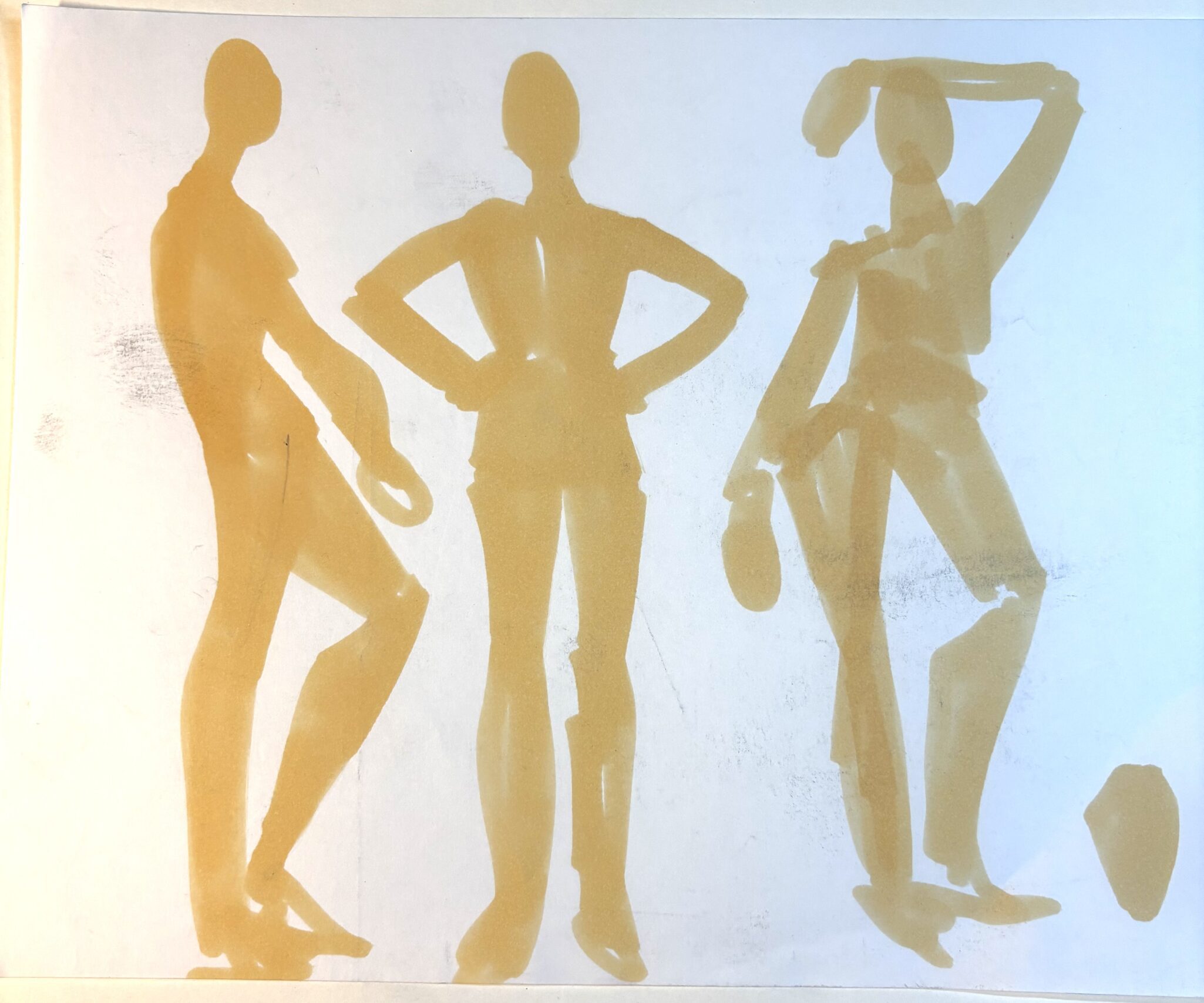 Warmup model drawing figure studies using Copic Markers on marker paper
