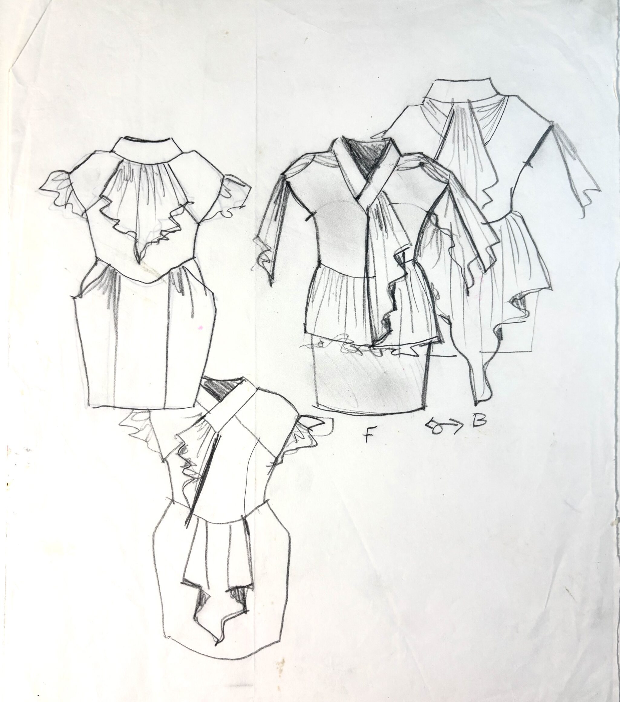 flats sketched in pencil using a croquis template to create a collection of options and variations by Laura Volpintesta