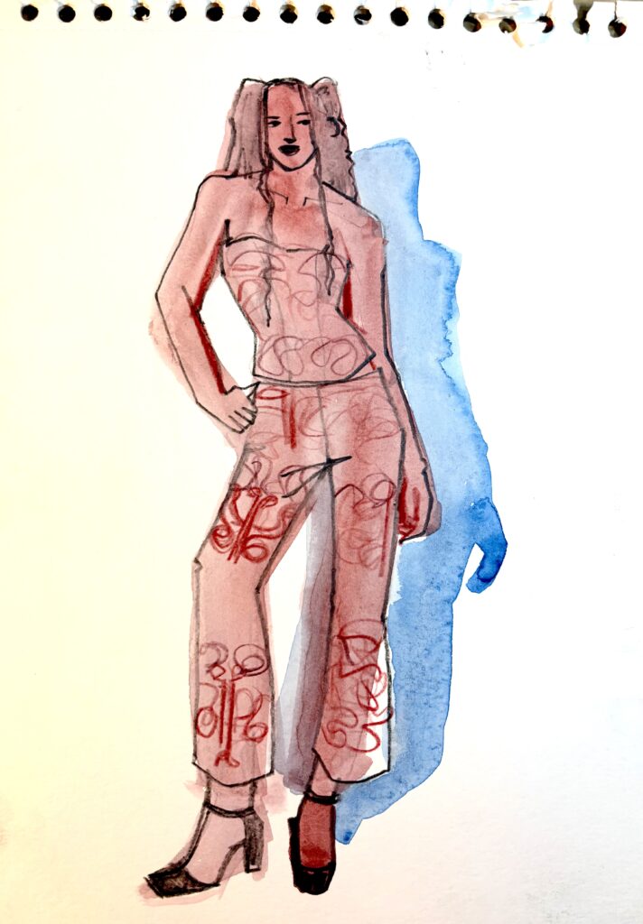 gouache and pencils bustier