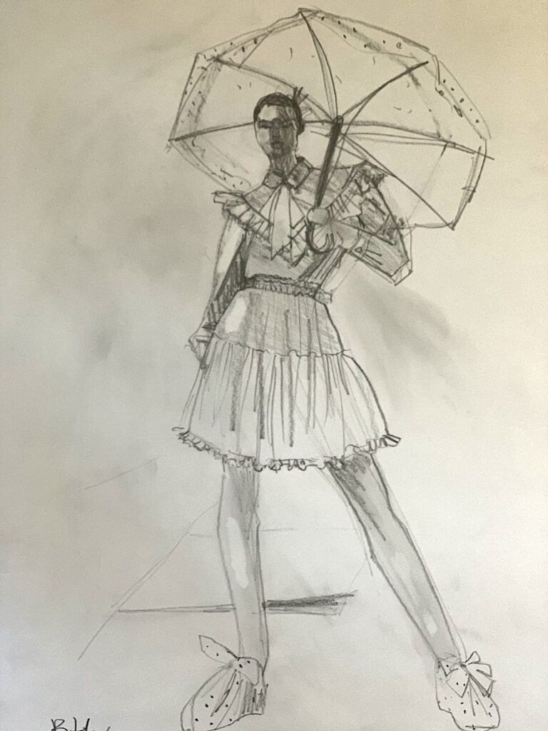 smudge, shade, pencil, line, umbrella, elastic, polka dots, ruffles, classic shirt, yoke