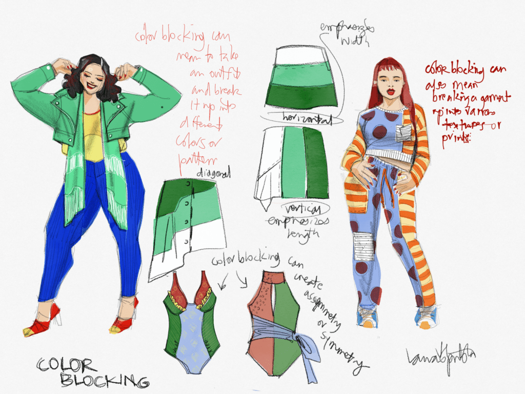 color blocking on plus size figures digital tayasui sketches pro app croquis 