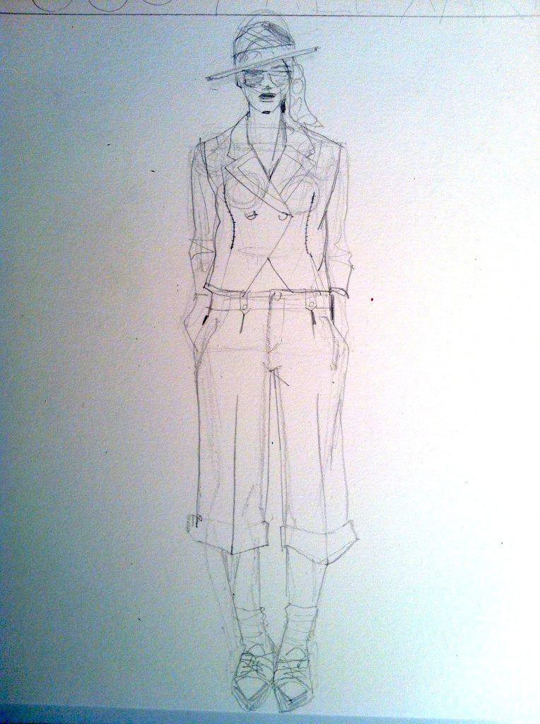 alexandre herchcovitch pencil sketch fashion illustration by Laura Volpintesta