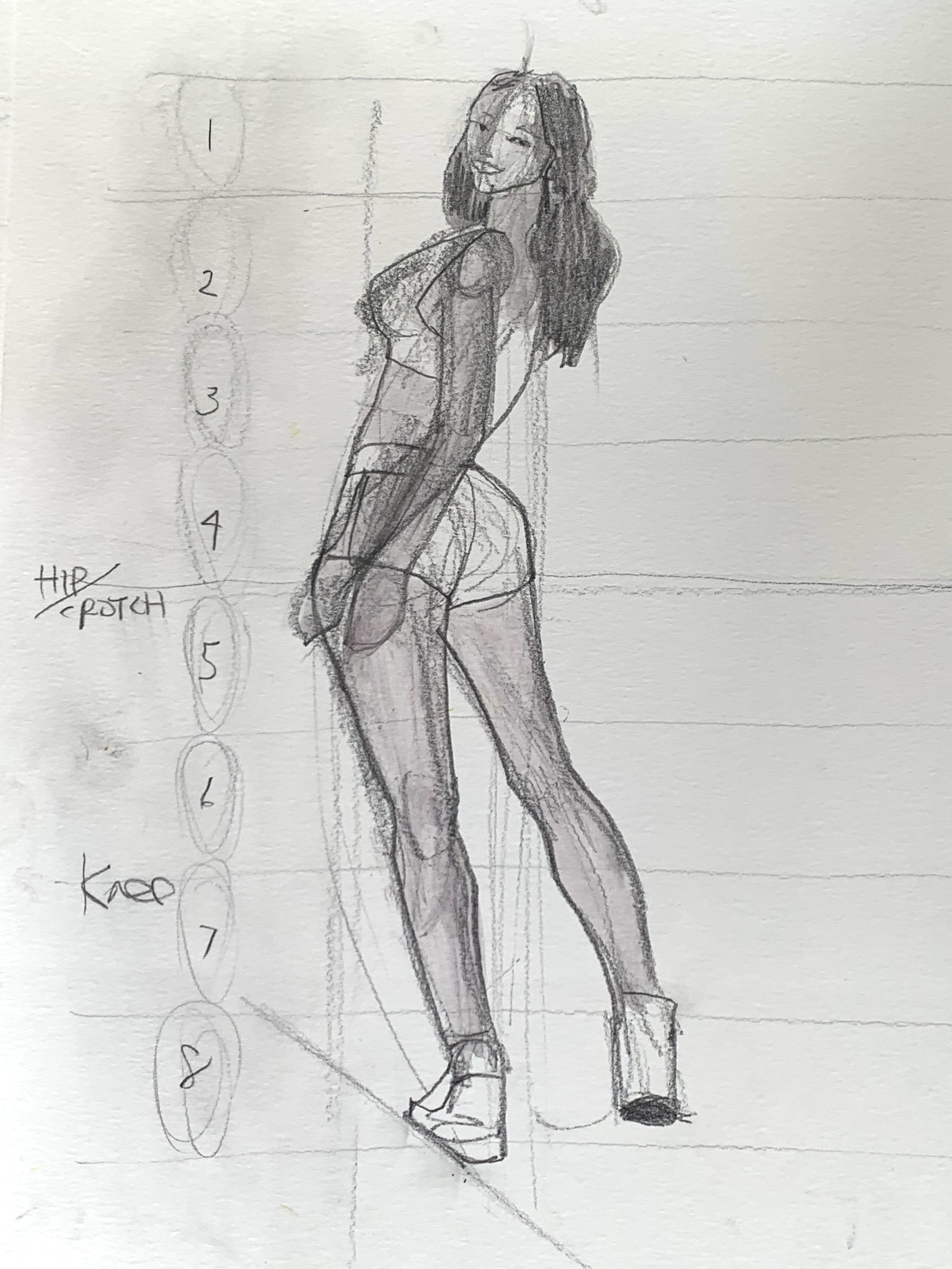 fashion proportion chart helps drawing fashion figures for illustrations and design by Laura Volpintesta