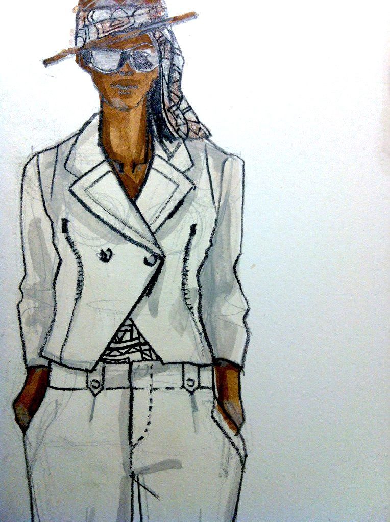 ashion illustration, gouache, pencil, and micron pen, Laura Volpintesta,