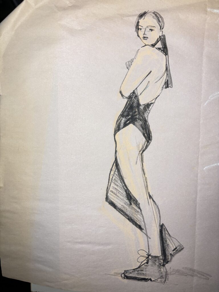 profile, warmup,proportion, balance, shoes, back, model drawinggraphite, oil pastel, faces, hairl