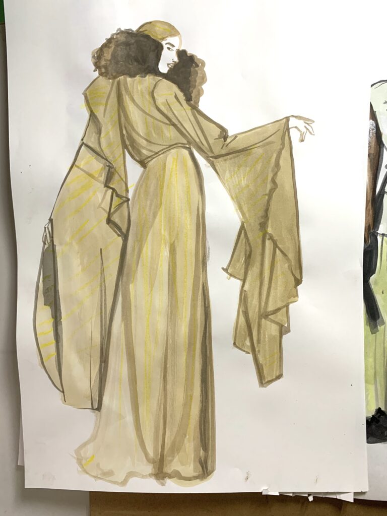 sleeves flares gouache shine shadow drama cascades wash