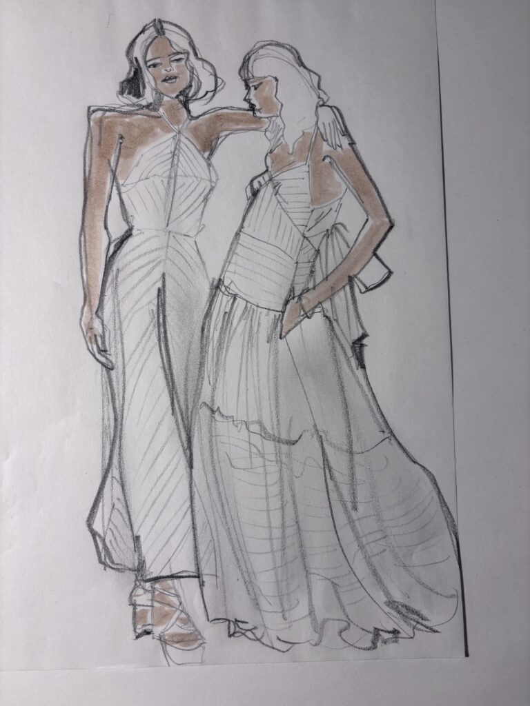 stripes and pairs and bias, pencil, contour, ruffle, chevron