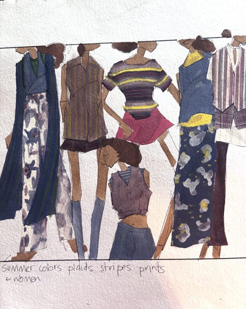 summer gap project color and print gouache studies laura volpintesta layout stripes and prints