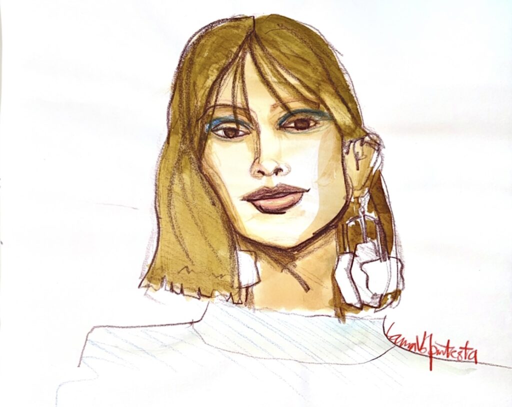 gouache and pencil face fashion illustration by Laura Volpintesta